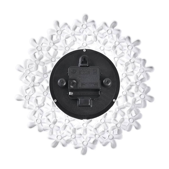 White Embossed Floral Design Clock Battery Operated - NWOB - Picture 6 of 6